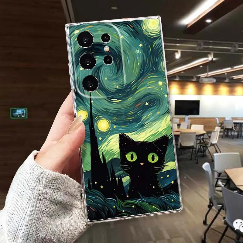 

Cat Pattern Design Anime Phone Case For Samsung Galaxy S26 S25 S24 S23 S22 S21 S20 S10 Lite FE Edge TPU 5G Transparent