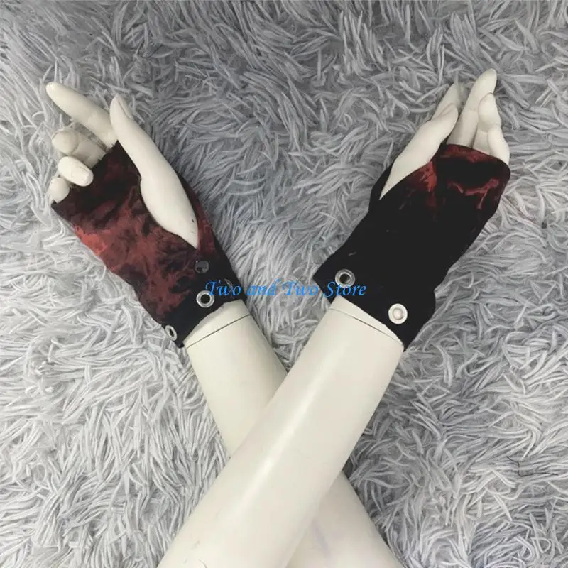 HX6F فاسق أصابع قفازات التعادل صبغ قفازات المعصم للجنسين المعصم دفئا قفازات لجميع القديسين تنكرات الحفلات الراقصة قفازات