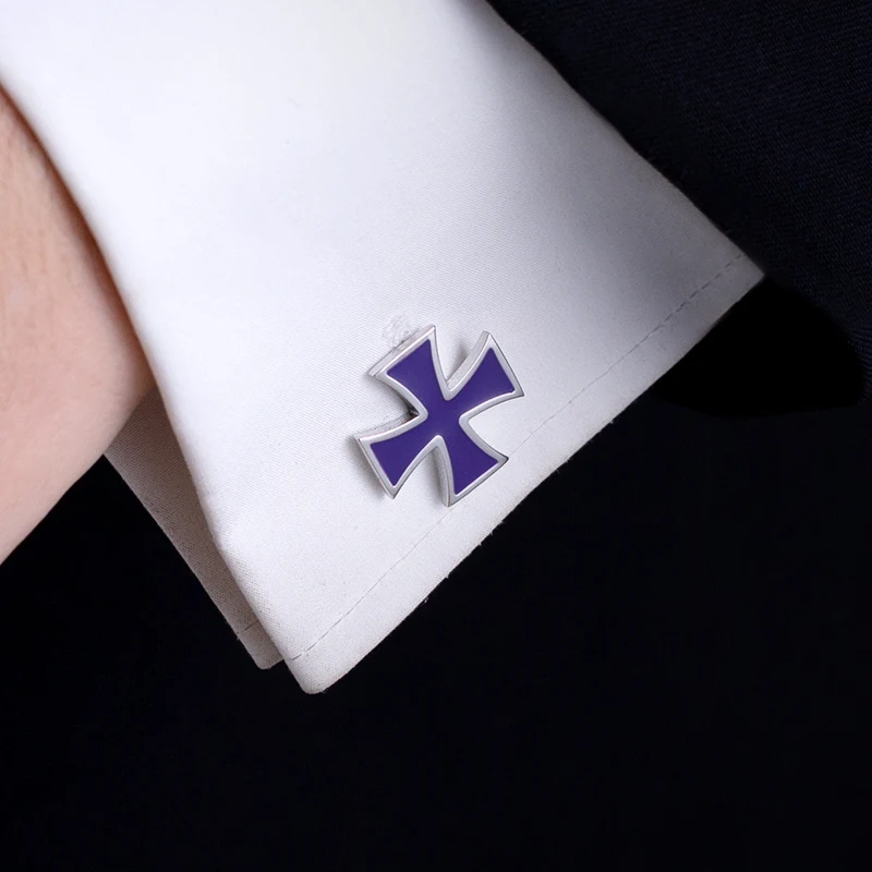KFLK Shirt Cufflink for Mens Brand  Iron Cross Cuff links Wholesale Fashion Buttons Black Gift High Quality