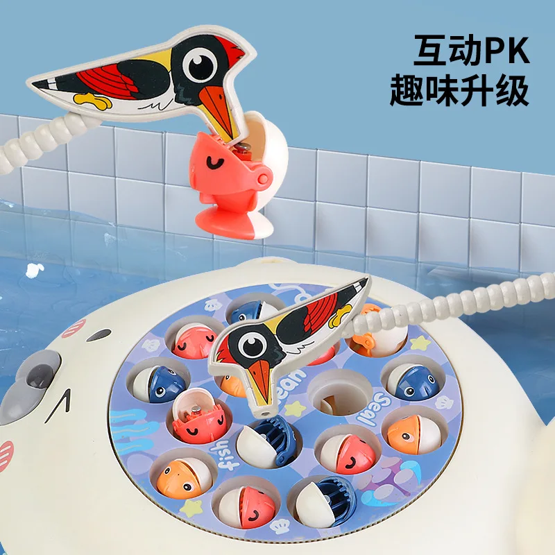 Multifunctional electric rotating fishing plate toy children's educational music rotating magnetic fishing baby toys for kids