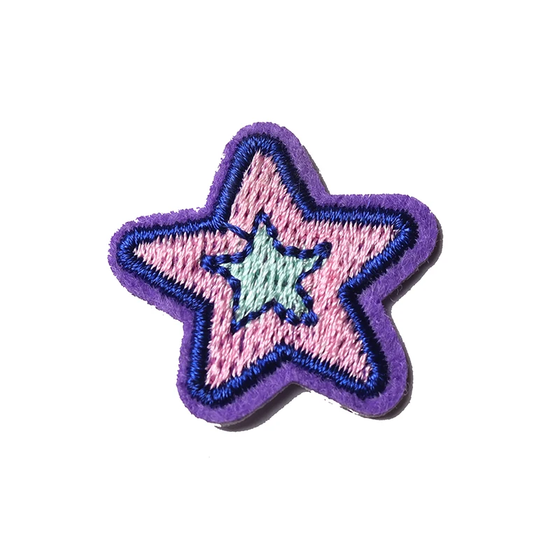 Cinco Pontas Estrela Bordados Patches, Tamanho 2.8x2.8cm, Saco, Jaqueta, Jeans, Desenhos Animados, Ferro On Parch para Roupas, Adesivo de Cola Pequena