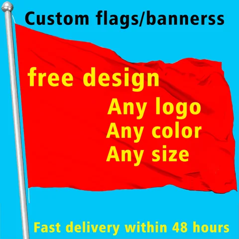 Custom  Flags Polyester Shaft Cover copper Grommets Outdoor Advertising Banner Decoration Party Sport/gift