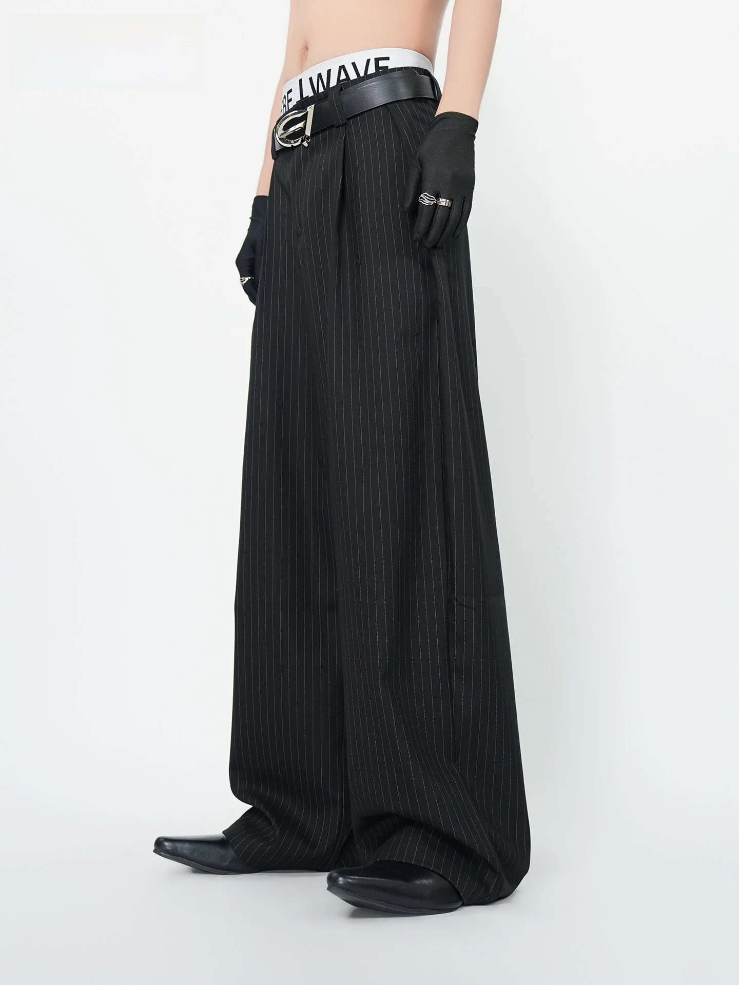 

VE2 High Quali 3D Tailored Wide Leg Pants Men Women Commute Casual Straight Cut Bla Stripe Floor Length Trousers