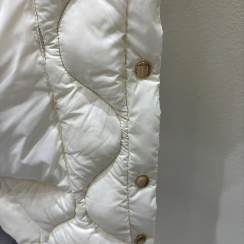 Schinteon Damen-Weste aus 90 % weißer Entendaunen, unregelmäßige ärmellose Jacke mit Kapuze, einfarbig, modisches Herbst-Winter-Top 2025