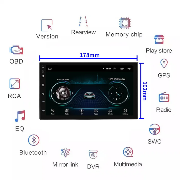 7 Inch Universal Navigation All-in-one Machine Car on-board GPS Navigator Intelligent Central Control Touch Large Screen