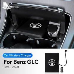 15W Car Wireless Charger For Mercedes Benz GLC X253 2019 2020 2021 2022 GLC260 GLC300 GLC43 GLC63 Mobile Phone Charging