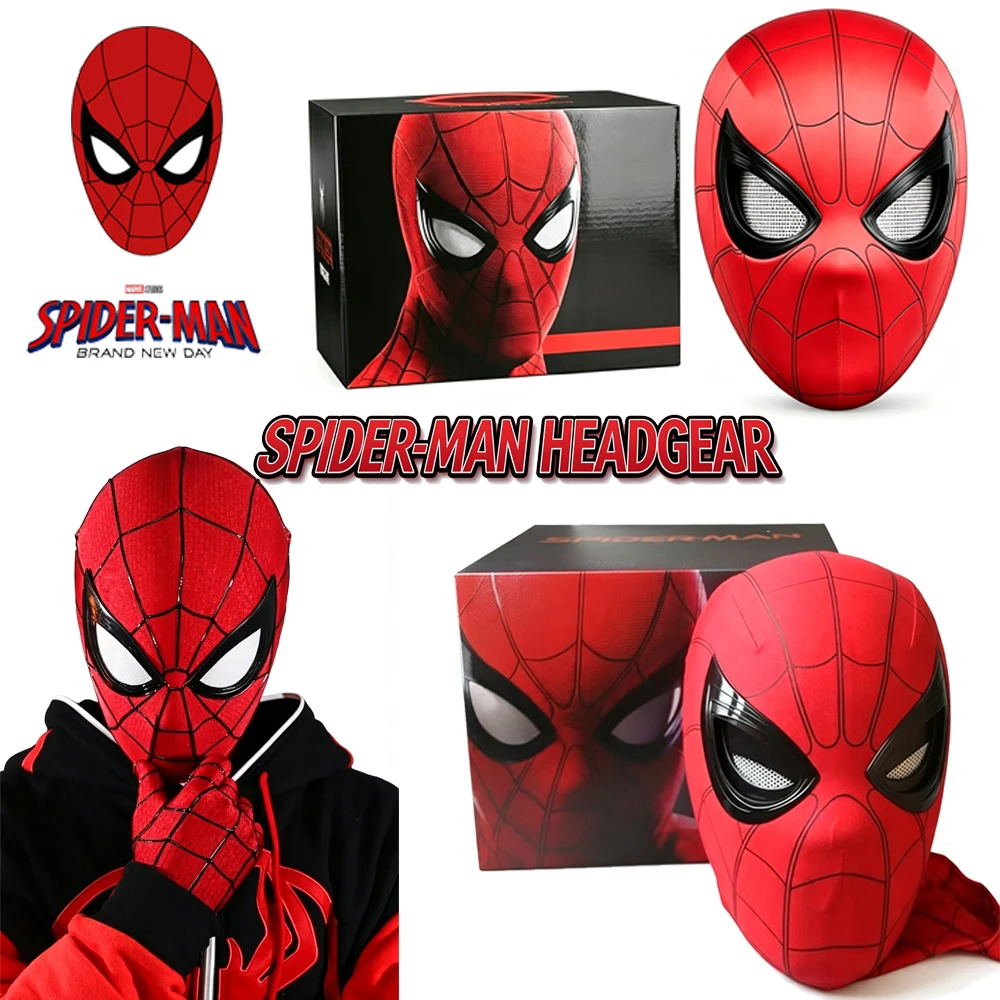 NEW 1:1 Superhero Spider-Man Headgear Halloween Cosplay costumes Props With Chin Operable Blink Eyes Control Spiderman mask Gift