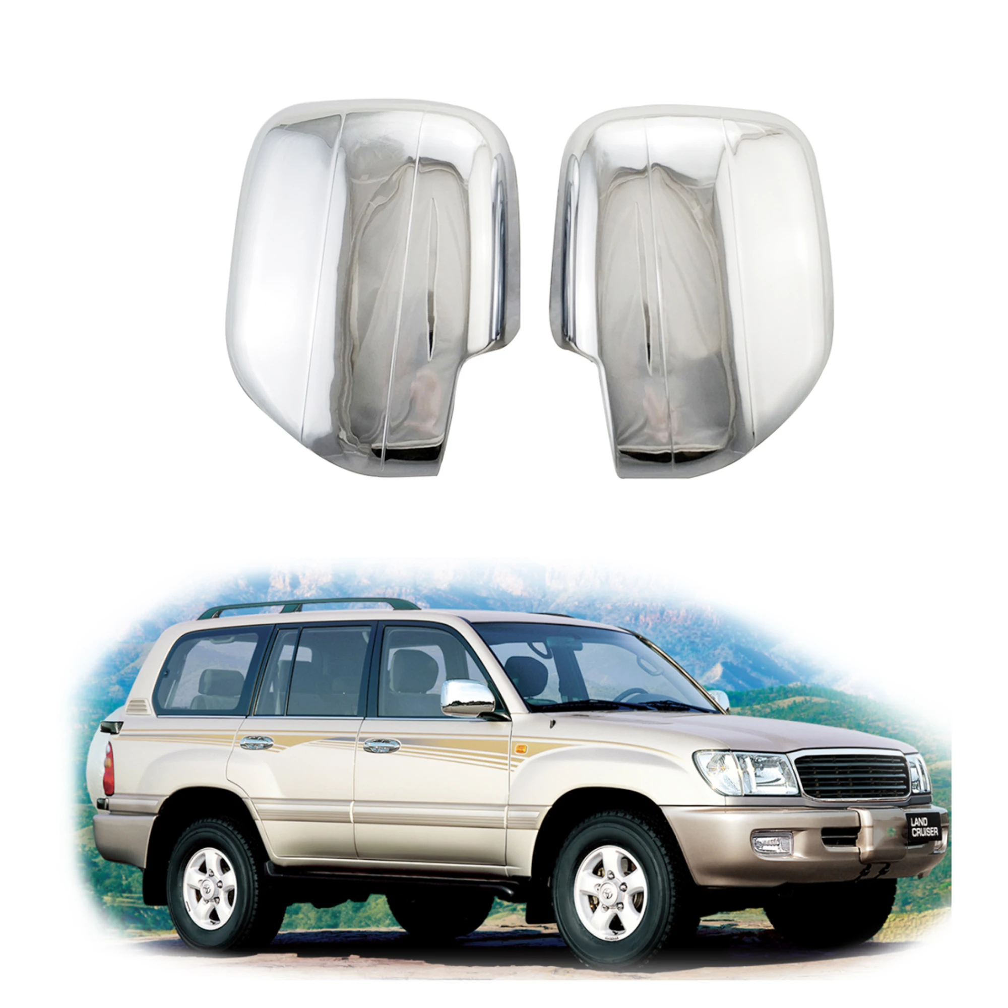 

Rearview Car Accessories Chrome Door Mirror Cover Paste Style For Toyota Land Cruiser LC100 FJ100 1998 1999 2000 2001 2002 -2007