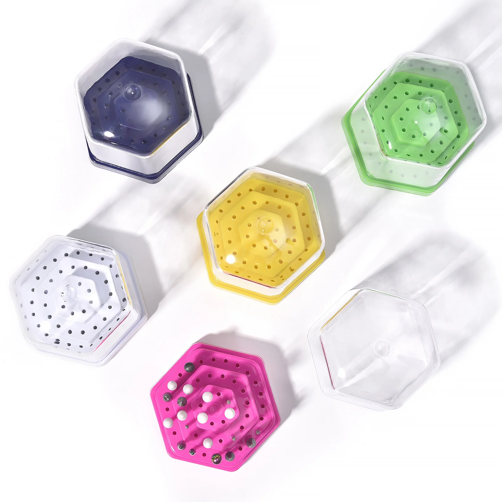 Nail Drill Bits Organizer Box 48 Slots Showing Shelf Plastic Dustproof Portable Empty Storage for Salon Nail Art Supplies