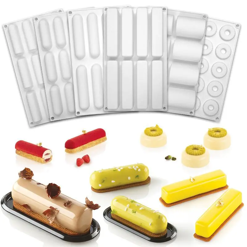 9 Cavity Silicone Mold 3D Stick Half-cylindrical Long Strip Shape Chocolate Truffle Mousse Cake Dessert Mold DIY Baking Moulds