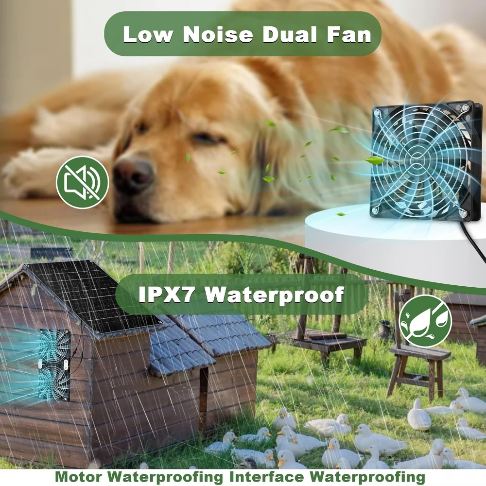 2PCS Solar Fan, Solar Powered  - огляд і ціна Greenhouse Circulation Fan Waterproof