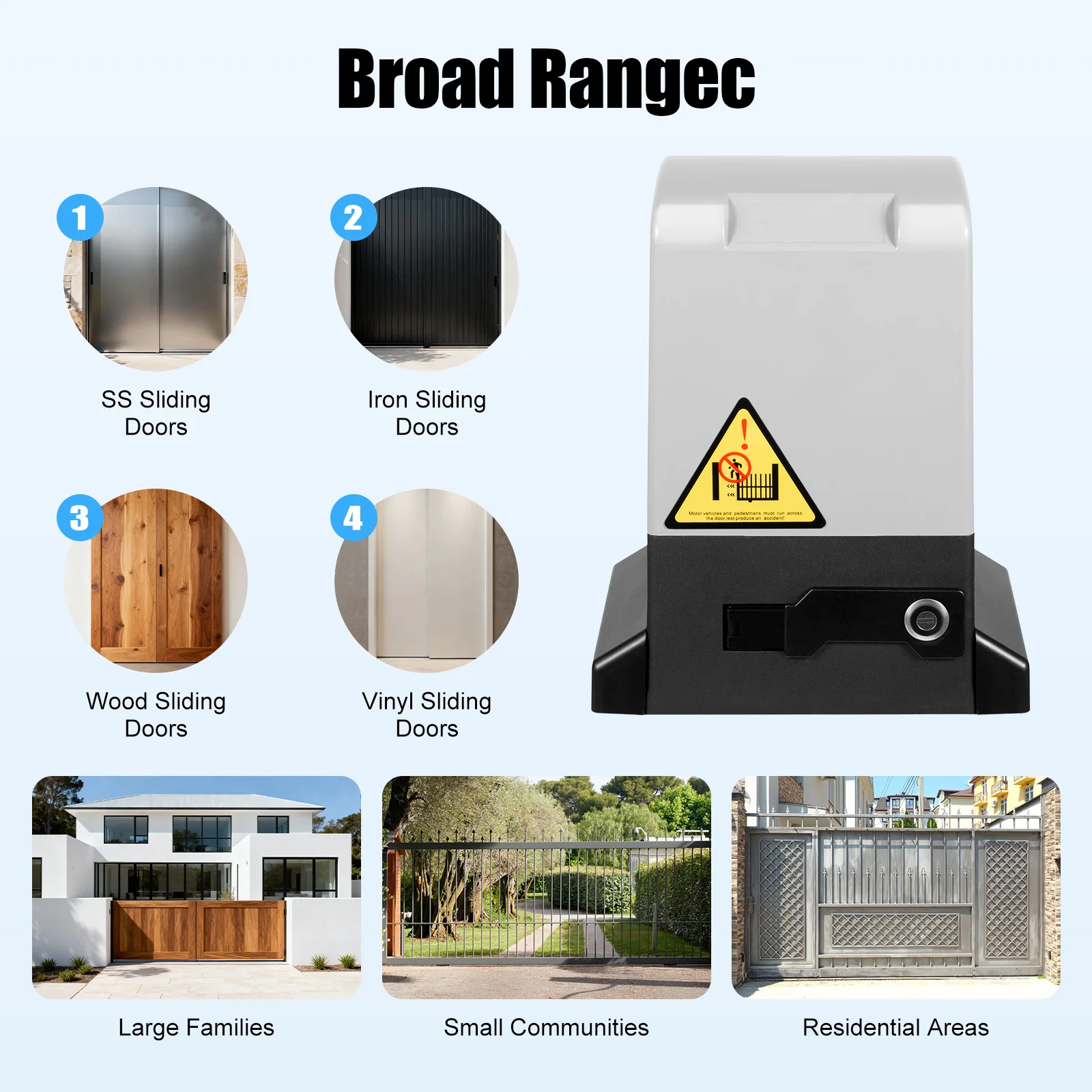 มอเตอร์เปิดประตูเลื่อนอัตโนมัติแบบรีโมทคอนโทรล ขนาด 27*19.8*33 ซม. รับน้ำหนัก 1800 กก. พร้อมฐานเกียร์ สีเทา&ดำ