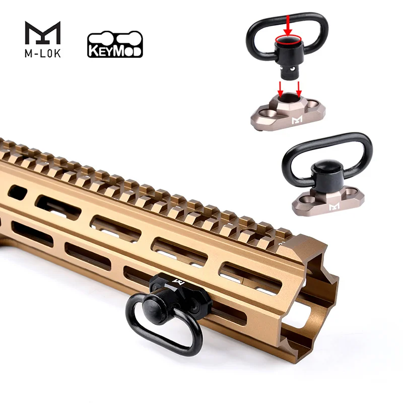 狩猟銃用の戦術的なairsoft qdスリング、ロープ固定ループ、取り付けベース、レール回転、360度、M-LOK keymodに適合、20mm