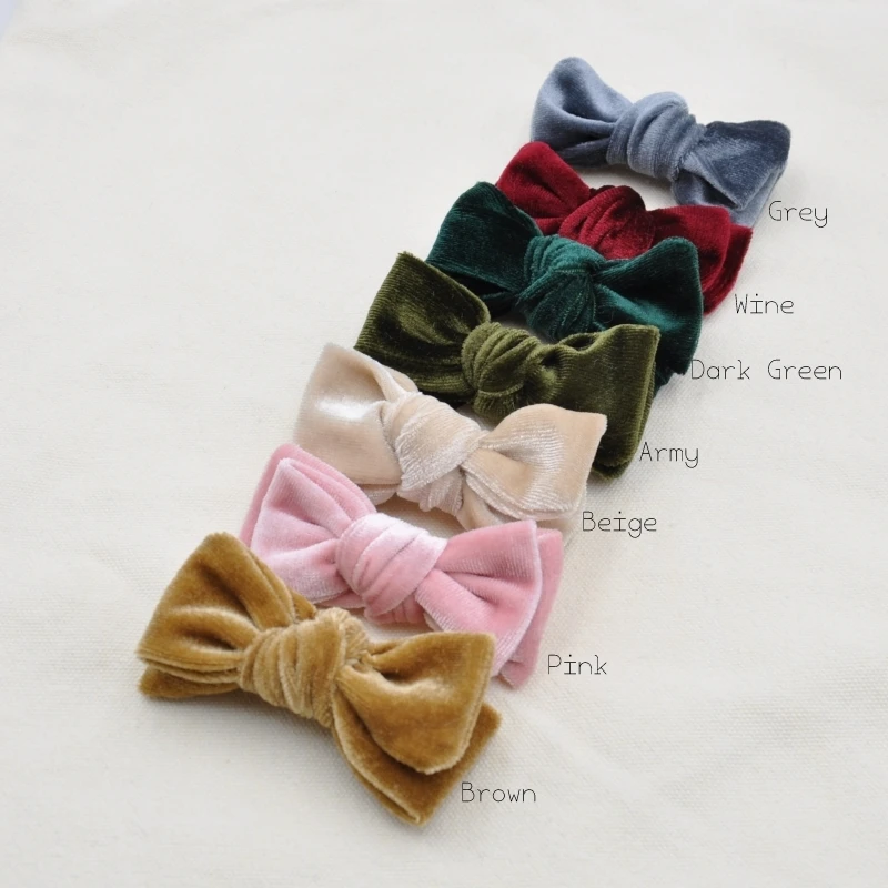 15Pcs/Lot  3Inch Velvet Baby Hair Bow Clips Bowknot Toddler Girl Barrette Infant Hair Accessory