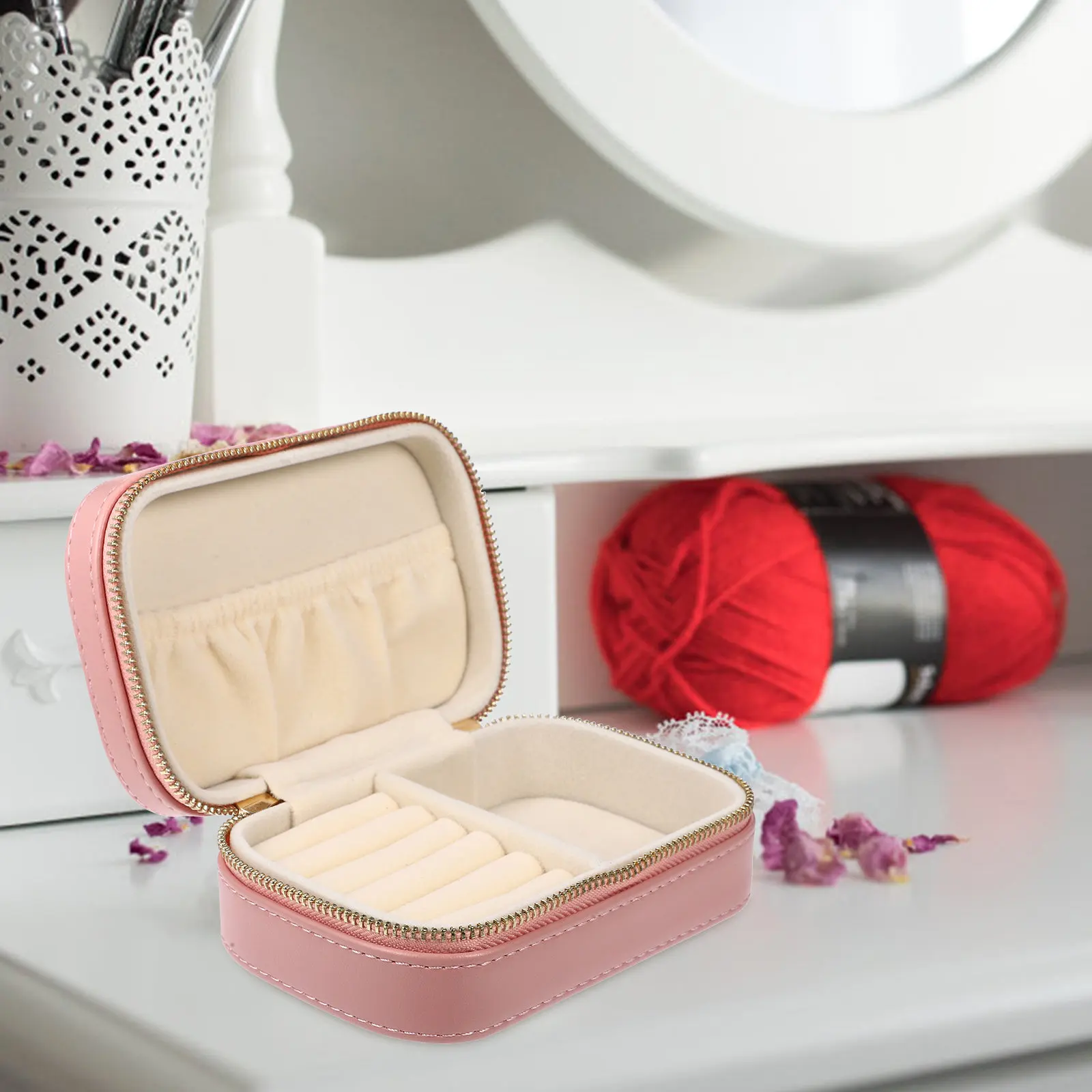 

Маленькая дорожная шкатулка-органайзер для украшений, портативный легкий футляр с мягкой подкладкой для женских серег, ожерелий, кулонов, брошей