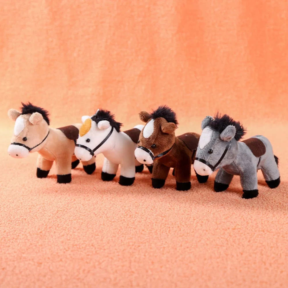 

Cute Stuffed Animal Horse Plush Doll Long Hair Soft Pony Pendant 12cm Long-haired Pony Keychain Gift