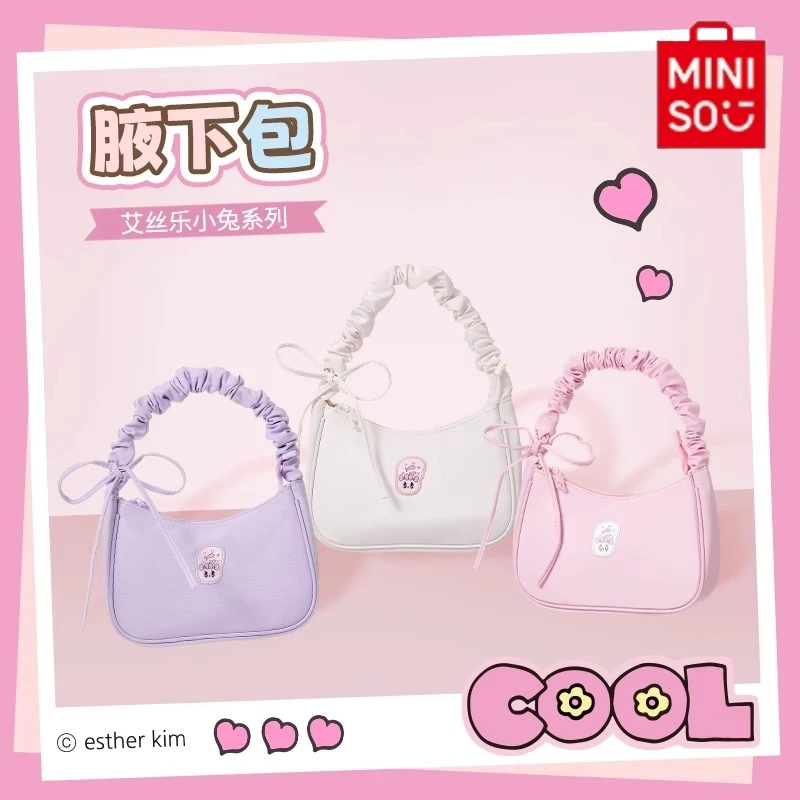 

2024 New Miniso Aisle Bunny Series Underarm Bag Anime Cute High-value Girl Heart Korean Shoulder Bag Girlfriend Gift