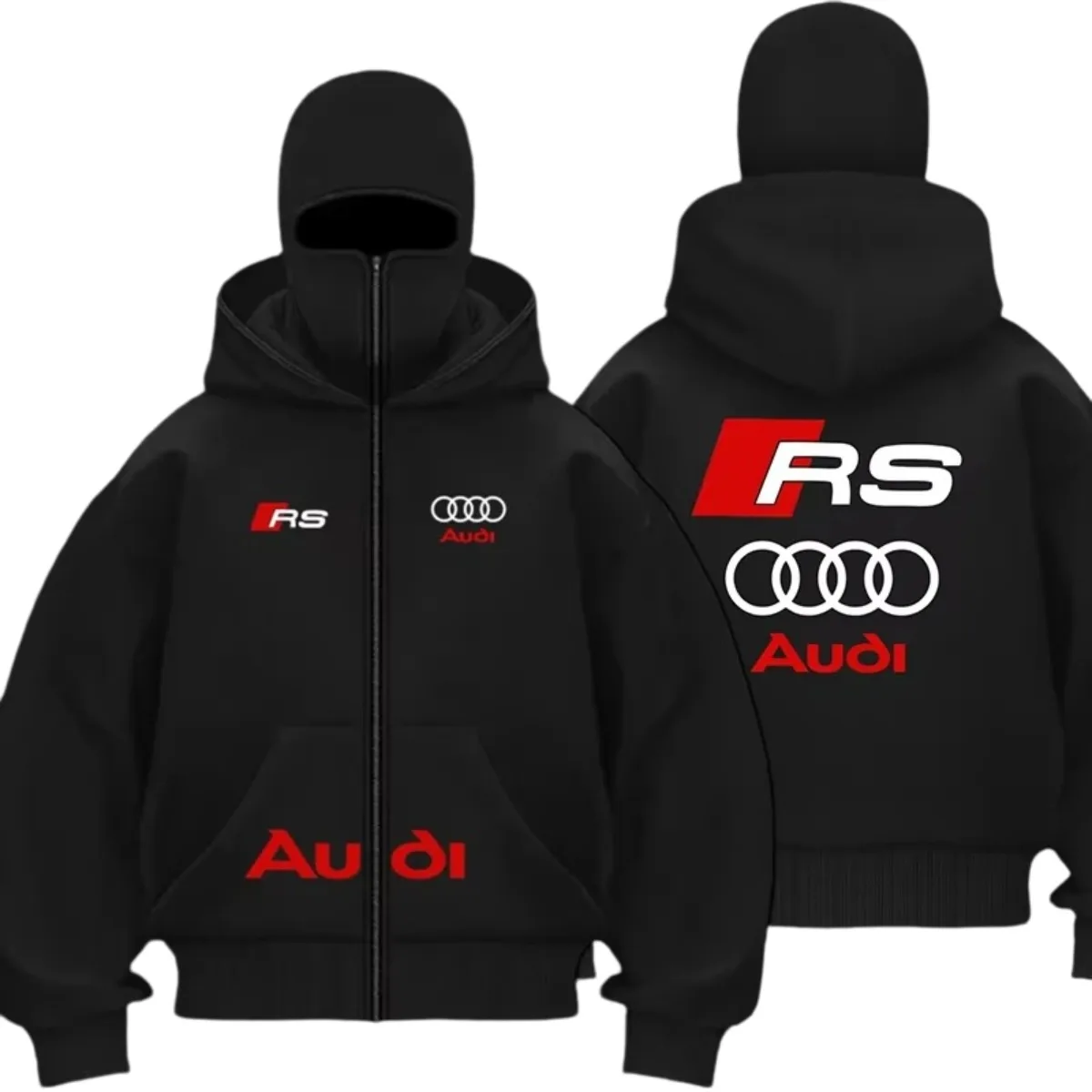 

Chaqueta de motocicleta cálida a prueba de viento de la marca Audi con sudadera tipo cárdigan con capucha de doble capa estilo p