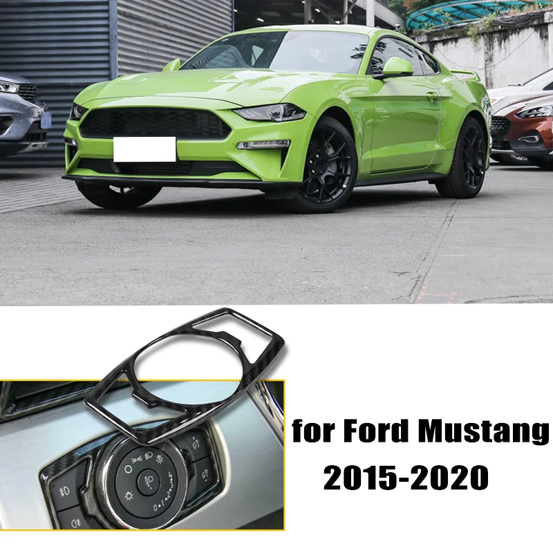 

1Pcs Carbon fiber Headlight Switch Trim Decor Cover for Ford Mustang 2015 2016 2017 2018 2019 2020 Car Styling Accessories