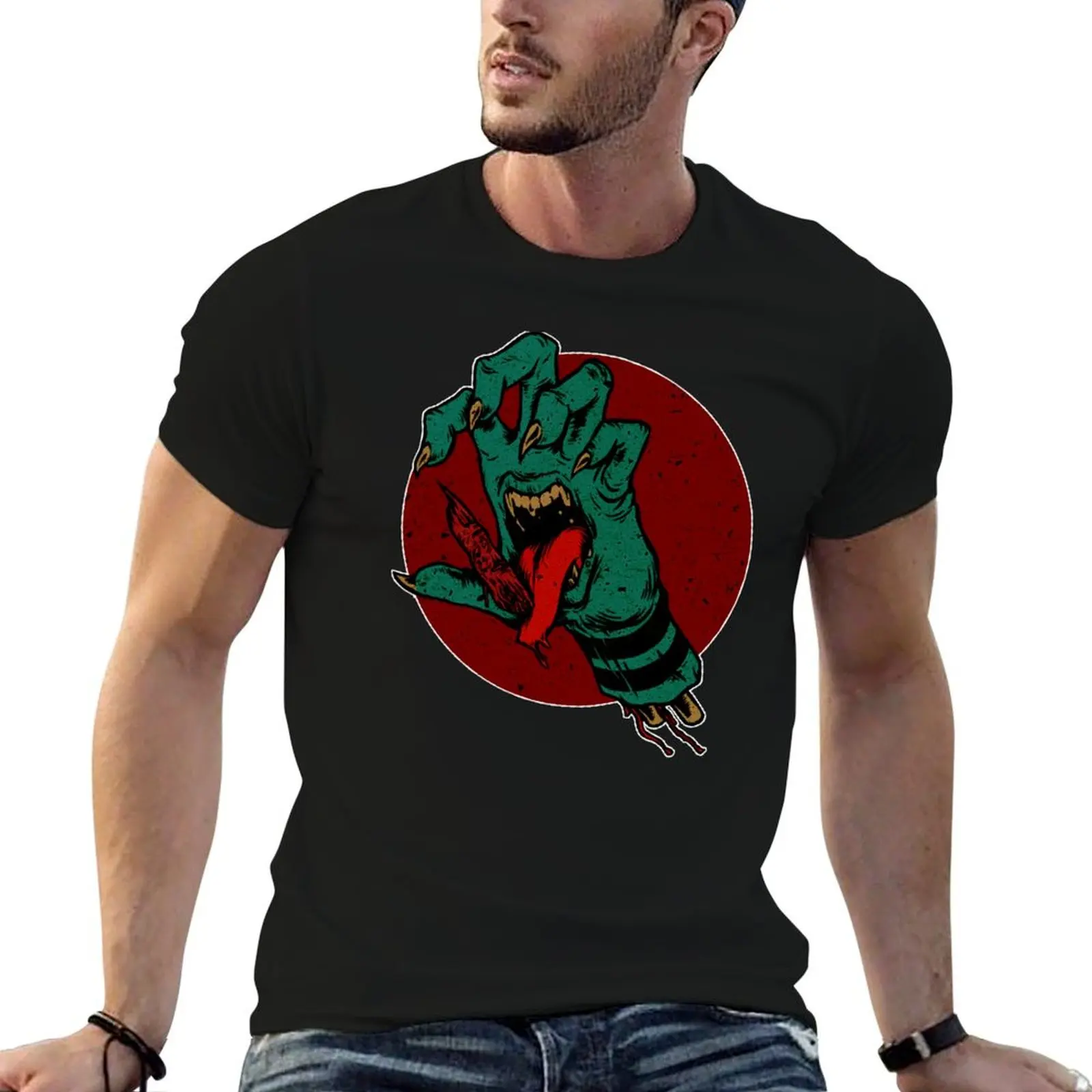The Fingers Mouth - Red Moon Vintage T-Shirt Classic Crew Neck Cotton T-Shirt