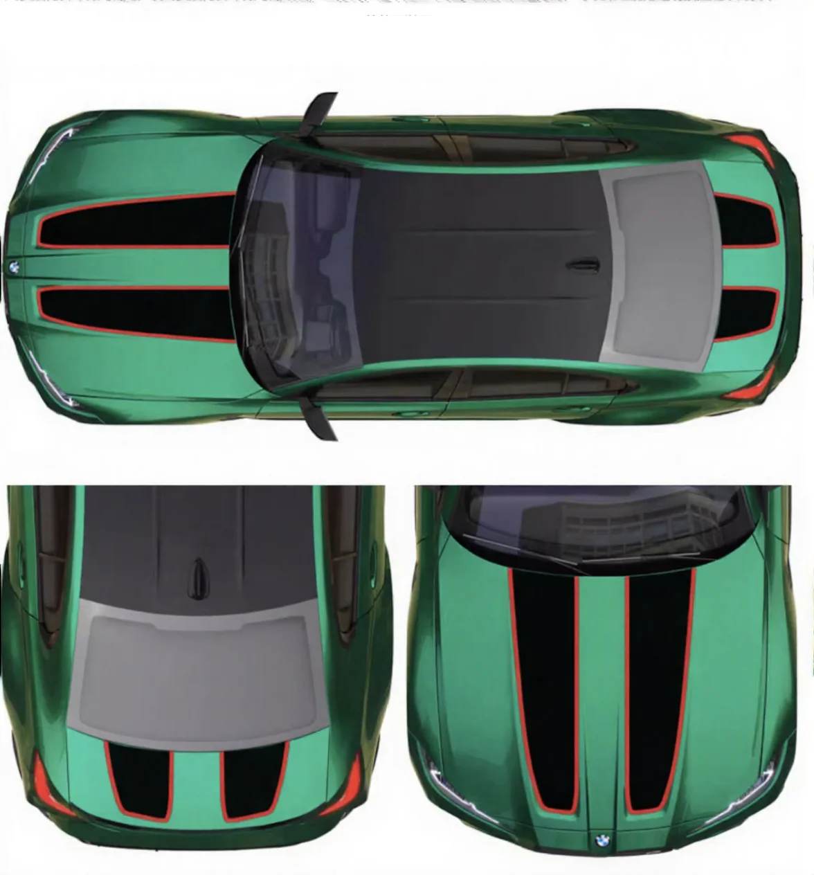 

Sport Racing Modified Matte Sticker Hood with Red Stripe Rear Vinyl Decal Graphics Decoration Wrapping Kit For BMW M4 G82