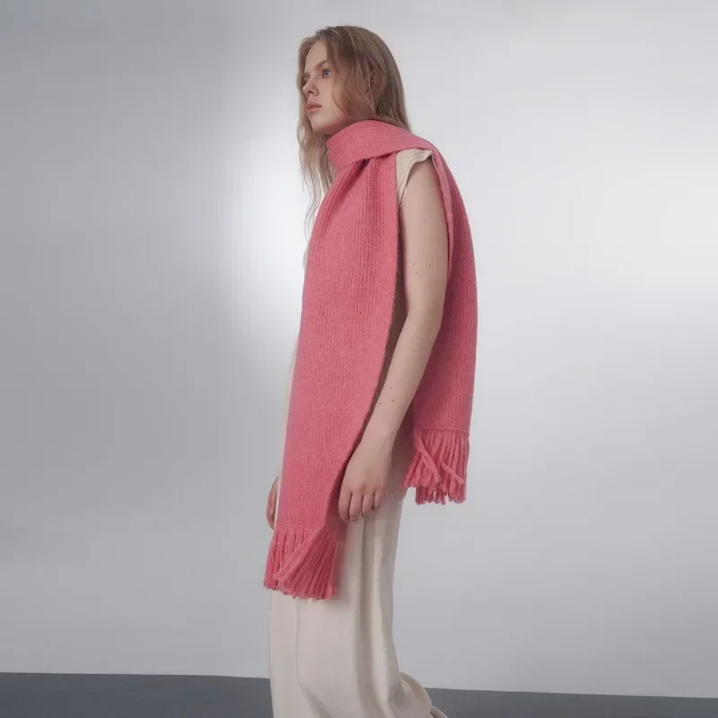 Lenço artesanal de borla para homens e mulheres, silenciador de malha sólida, cashmina quente macia, design de luxo, xale feminino, inverno