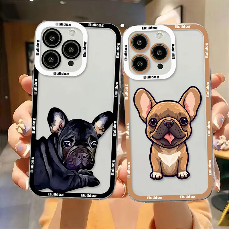 Pug Dog French Bulldog Phone Case For iPhone 16 15 14 13 12 Mini 11 Pro Max X XR XS 8 15 16 Plus Soft Silicone Transparent Cover