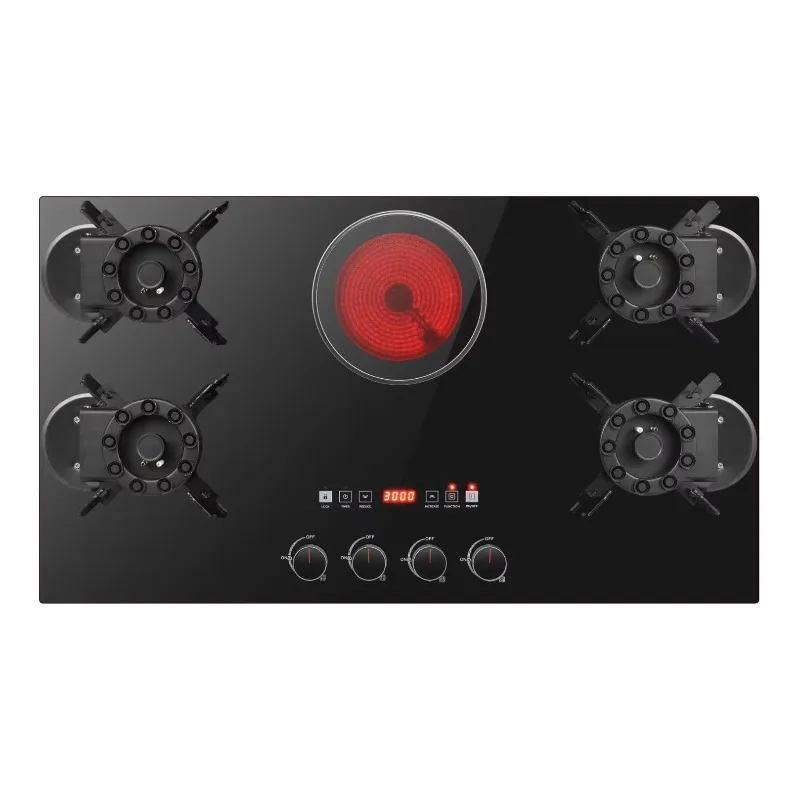 Counter Top Built in 5 Burners Stove 4 Gas 1 Single Electric Infrared Induction Ceramic Cooker Hob