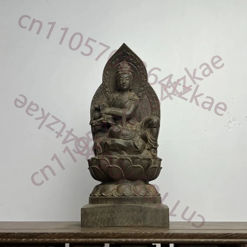 

Статуя Гуаньинь из агарового дерева ручной работы - 28x12.4x7.9 см, сидящий Будда Авалокитешвара, скульптура для декора дома и храма