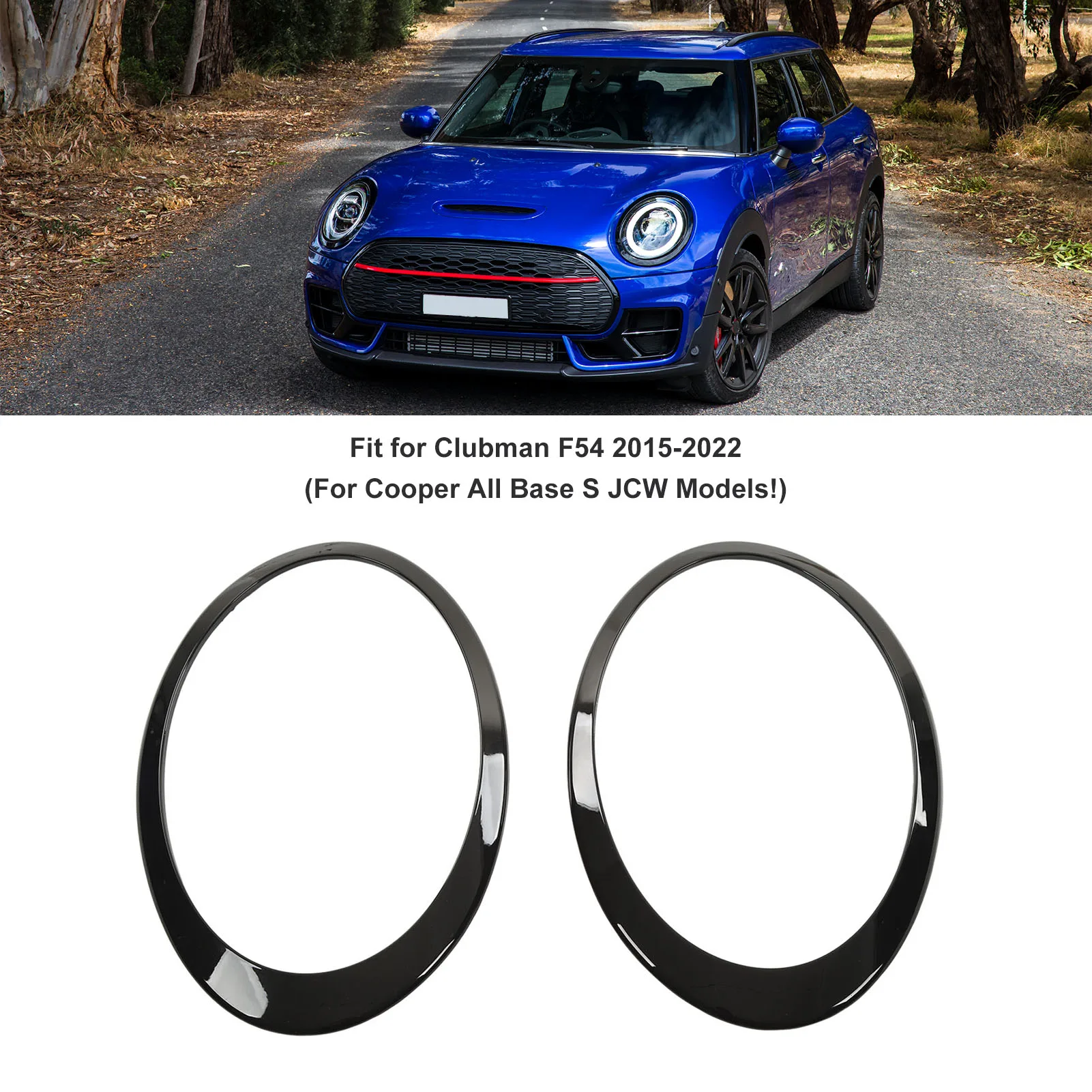 

Глянцевые черные накладки на фары для Clubman F54 S JCW 2015-2022, декоративные накладки на фары 51138739497