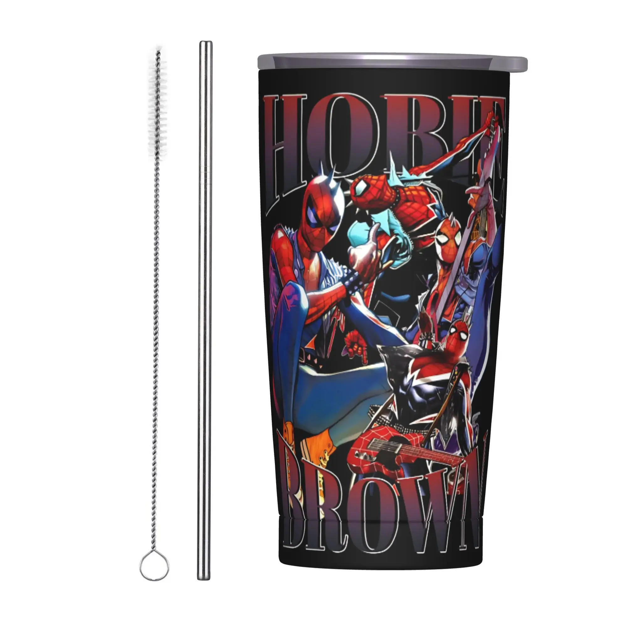 Taza térmica Hobie Brown Spider Punk Spider Man, taza térmica con aislamiento al vacío, tazas de acero inoxidable para oficina y hogar, botella de agua, 20oz