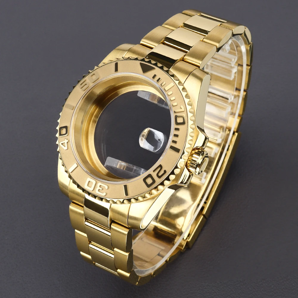 40mm Watch Case Strap Sapphire Crystal Glass for NH34 NH35 NH36 NH38 4R35 Movement SUB GMT YACHT Design Style Case Assemble part