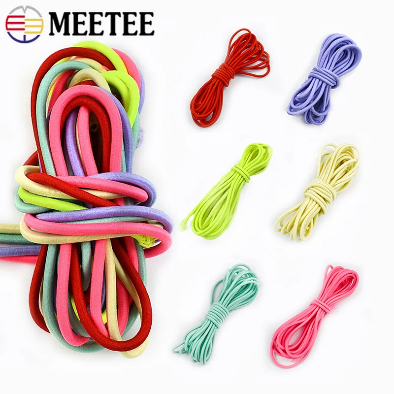 

5-25M Meetee 4mm Colored Elastics Rope Rubber Bands for Hairband Hat Drawstring Elastic Band Stretch Cord DIY Sewing Accessories