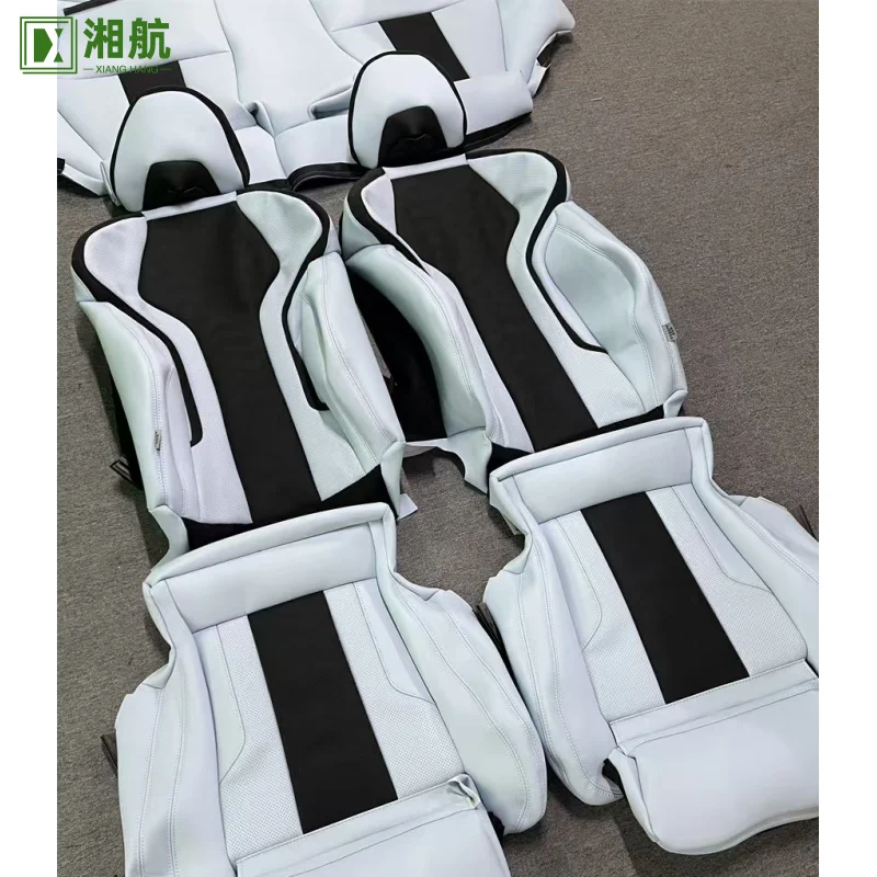 Suitable  for BMW 3 Series 2018 Front Row Upgrade Light White Nappa Leather Full Replacement Car Seat Cover