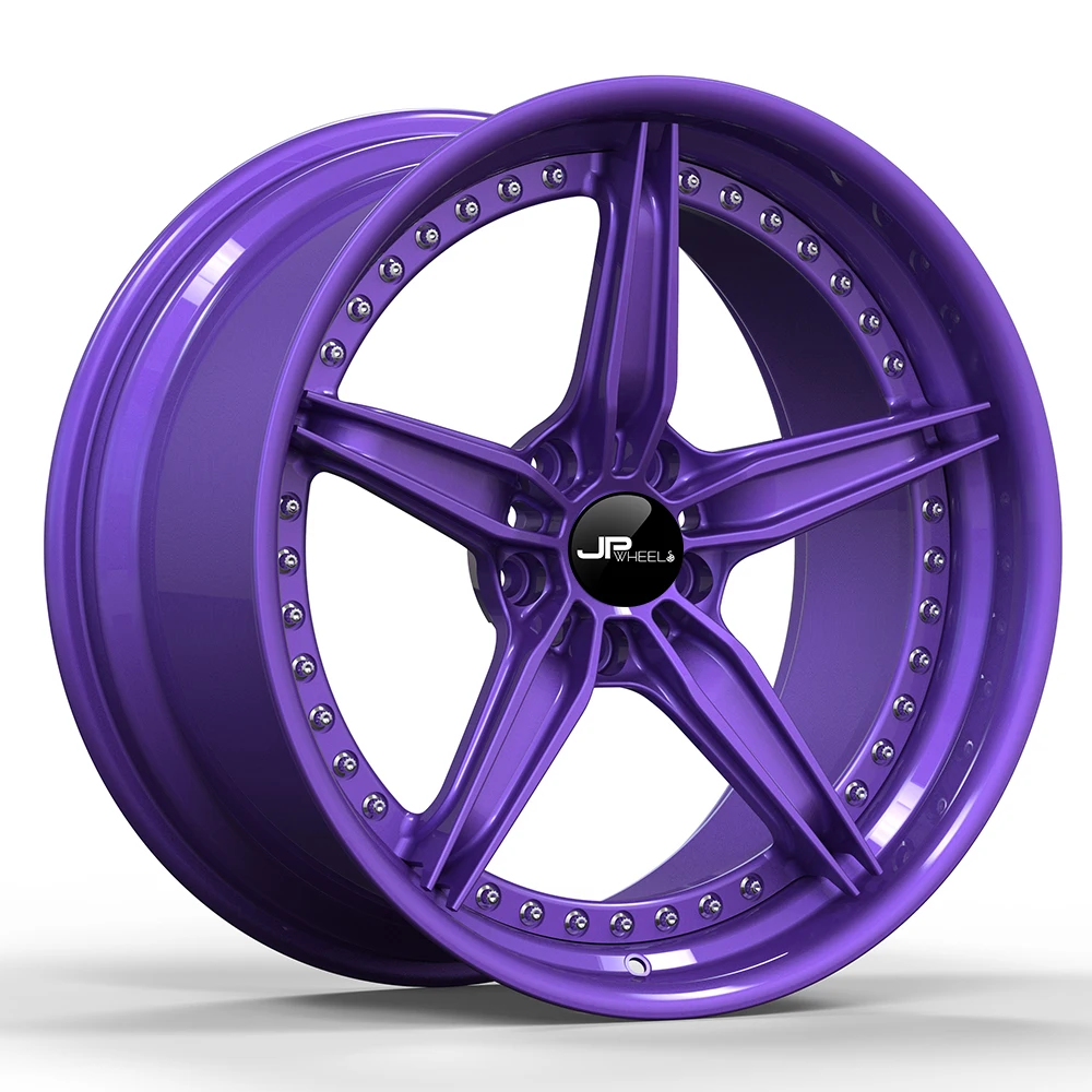 

New Design Purple Passenger Car Wheels Deep Dish Forged Rims 20x10 Inch 5 Holes Alloy 2-Piece 5 Spoke 5x120 Car Wheels #JM7217