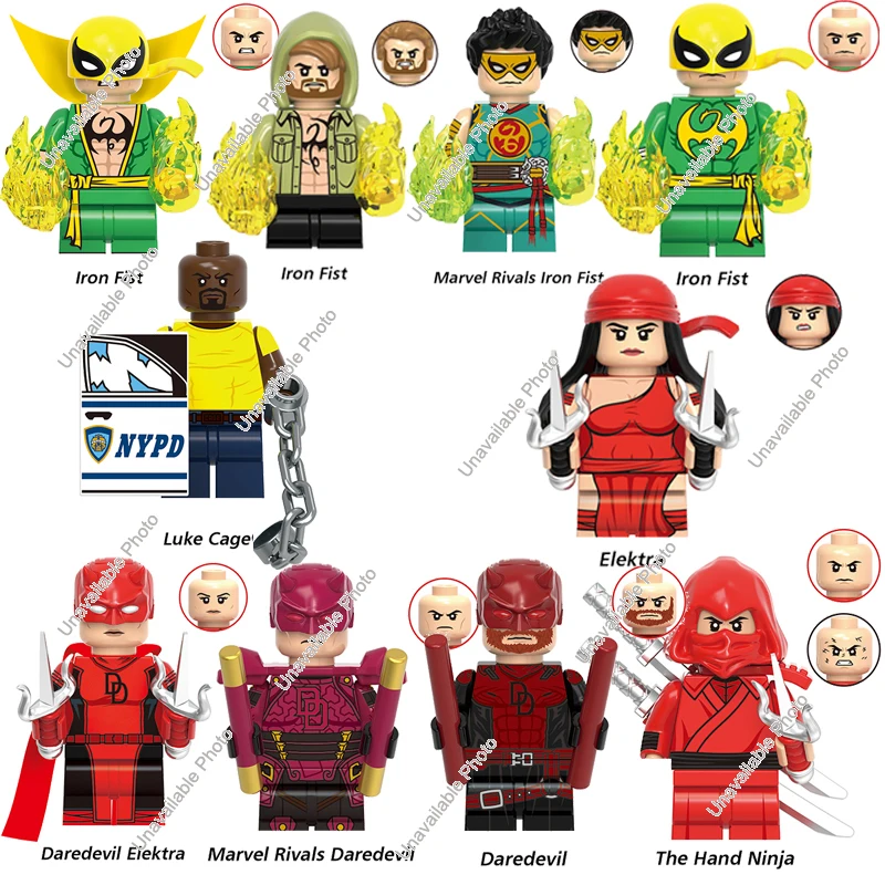 Bloques de Construcción Nuevos y Populares, Marvel Rivals, Iron Fist, The Hand, Ninja, Daredevil, Elektra, Foggy Nelson, Mini Figuras de Acción, Ladrillos de Juguete, Regalo para Niños