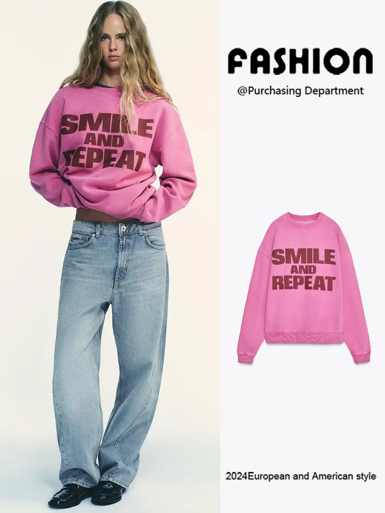 Fall 2025 New Women's Faionable Loose Waed Effect Sweatirt Versatile Slimming Quali Ethnic Stage Clothing