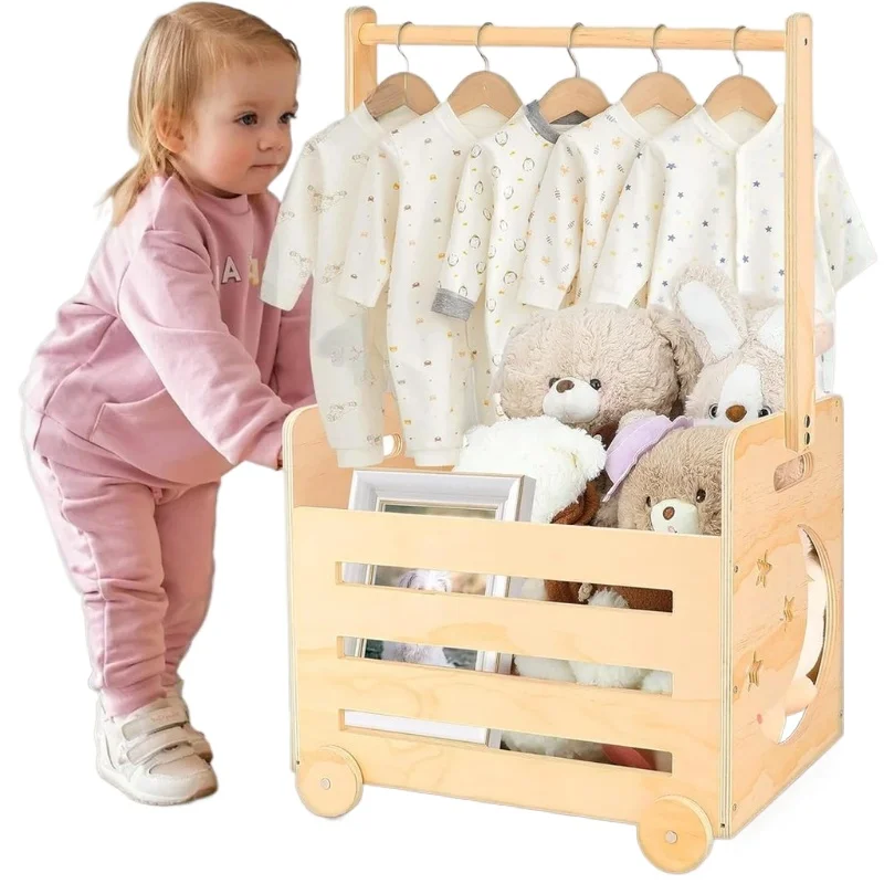 

Baby shower crate closet Natural color wooden baby basket, suitable for newborn boys and girls
