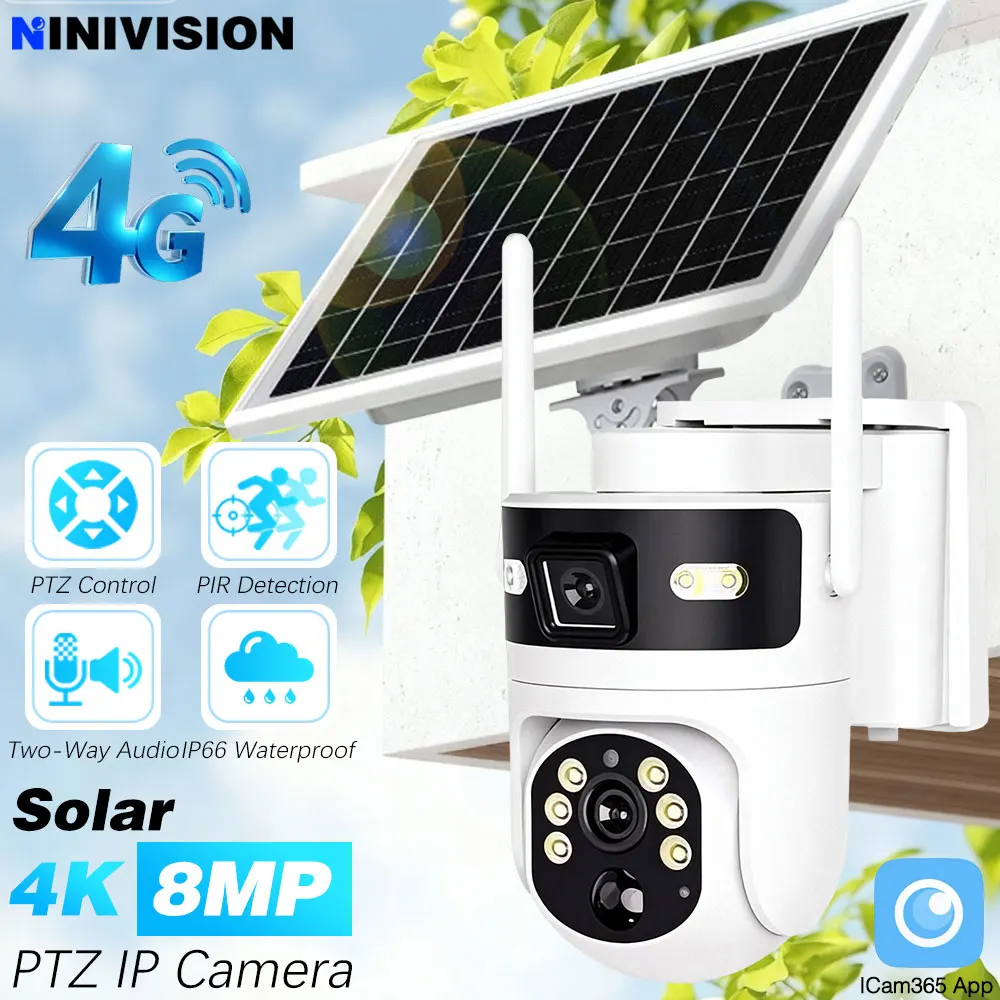 

4K 8MP ICam365 4G Card Solar PTZ IP Camera Built-in Battery PIR Detection Outdoor Security CCTV Surveillance Two-WayAudio Camera