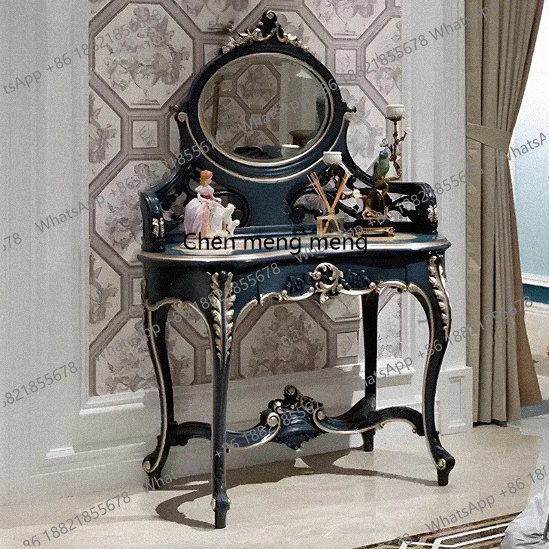 

Hot sales Neoclassical luxury court European-style bedroom makeup table dressing chair combination classic parquet dressing tabl