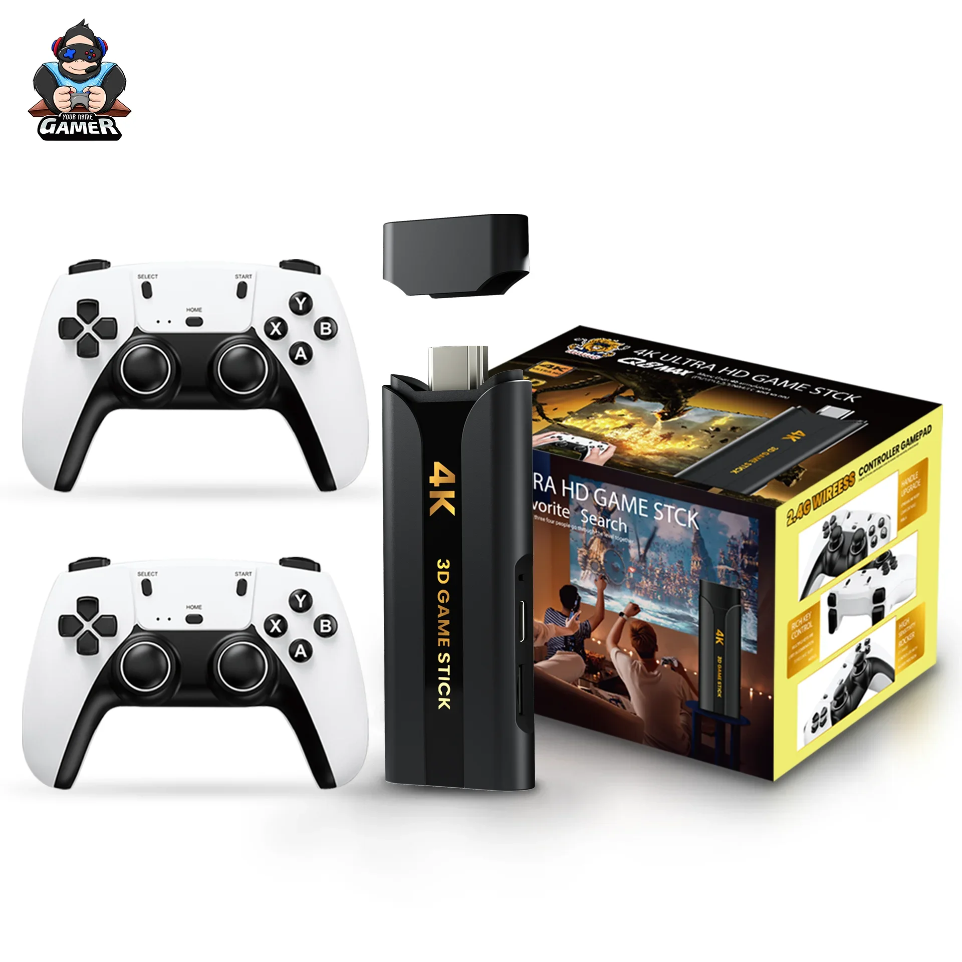 Q8 max Game Stick 4K console games with 2.4G Wireless Gamepad HD Output Retro Video Game Consoles Classic TV game Box