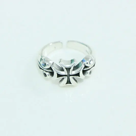 

Wholesale Euramerican punk cool jewelry sterling silver cross ring opening Men's and women's temperame's temperament British fa