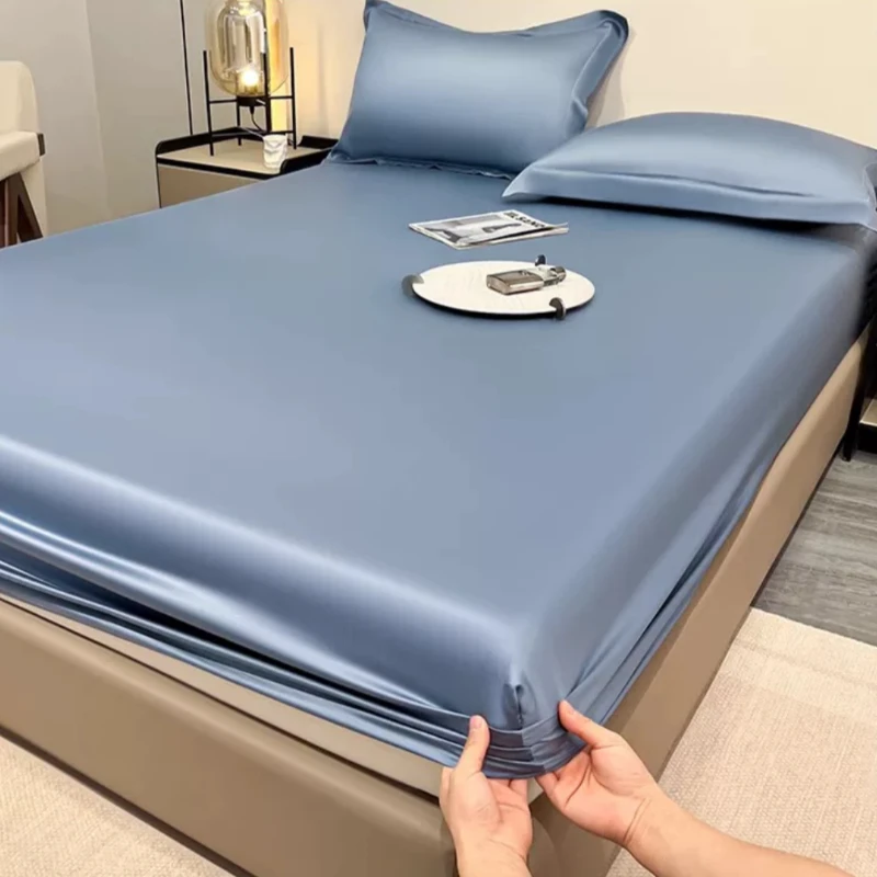 Juego de Sábanas de Seda para Cama Individual/Doble, Sábanas Refrescantes para Adultos, Ropa de Cama Suave y Cómoda, Juego Completo de Ropa de Cama Coreana