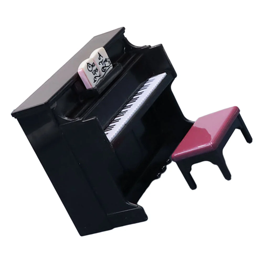 Mini Piano Ornament Micro Landscape Decor Adornment Toy Room DIY Prop Model Plastic Kids Girl Stool