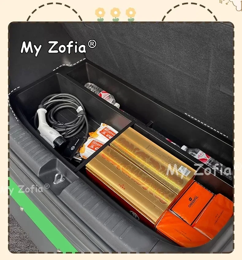For BYD Dolphin Mini Seagull 2024 2025 Car Trunk Storage Box ABS Durable Trunk Car Accessories Interior Stowing Tidying