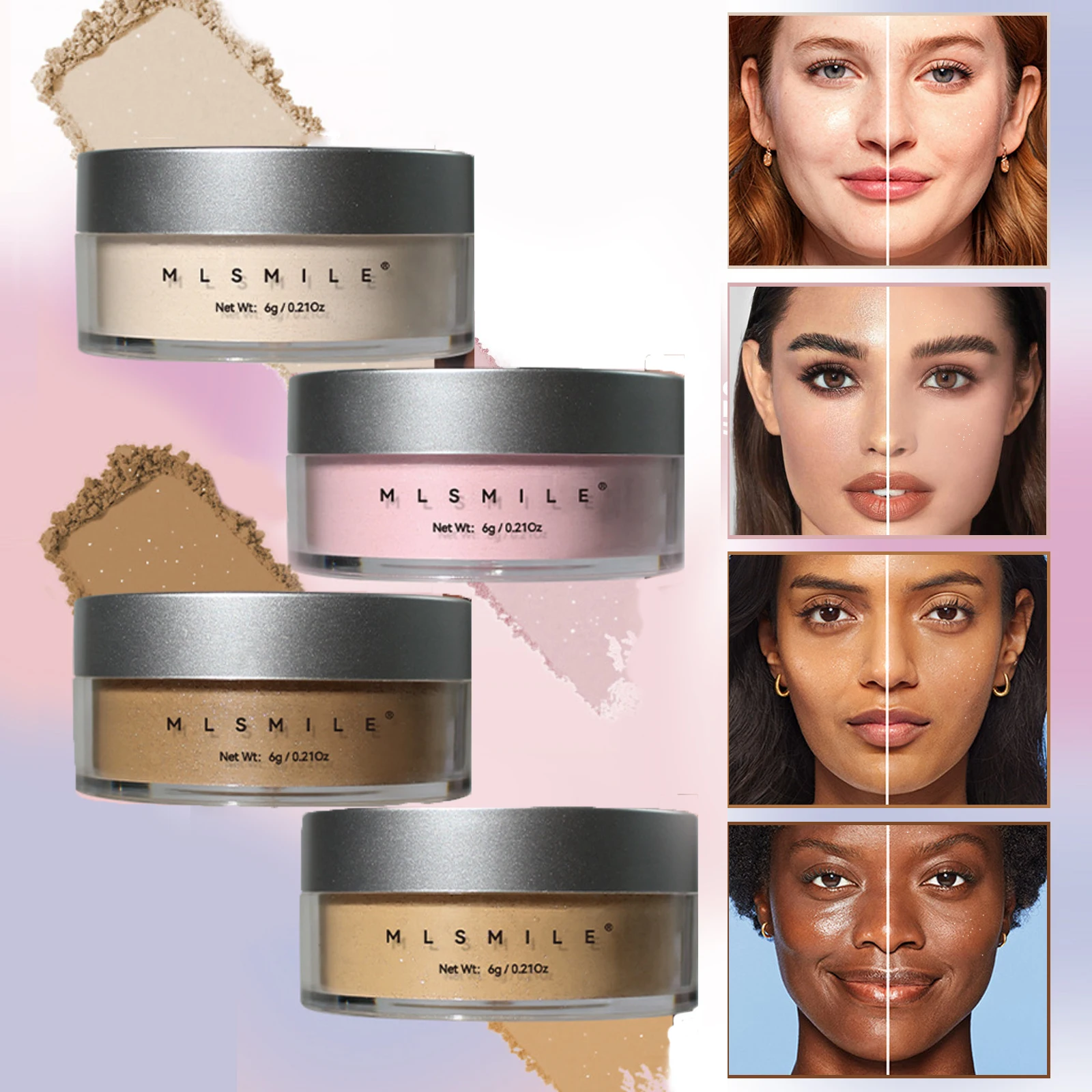 Pearlescent Loose Powder - Lightweight Contouring, Matte Finish, Suitable for Multiple Skin Tones, Water-resistant, Oil Control