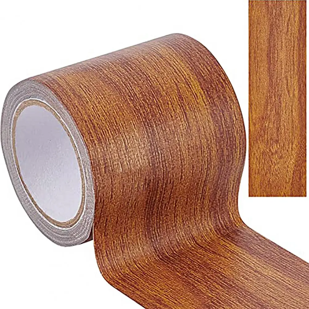 4.57M/Roll Realistic Wood Grain Repair Adhensive Duct Tape Furniture Renovation Skirting Line Floor Sticker Home Decor Accessori