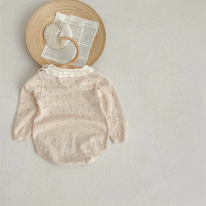 MILANCEL New Spring Baby Knitted Bodysuit Toddler Cute Hollow Out Thin Jumpsuit Girls One Piece