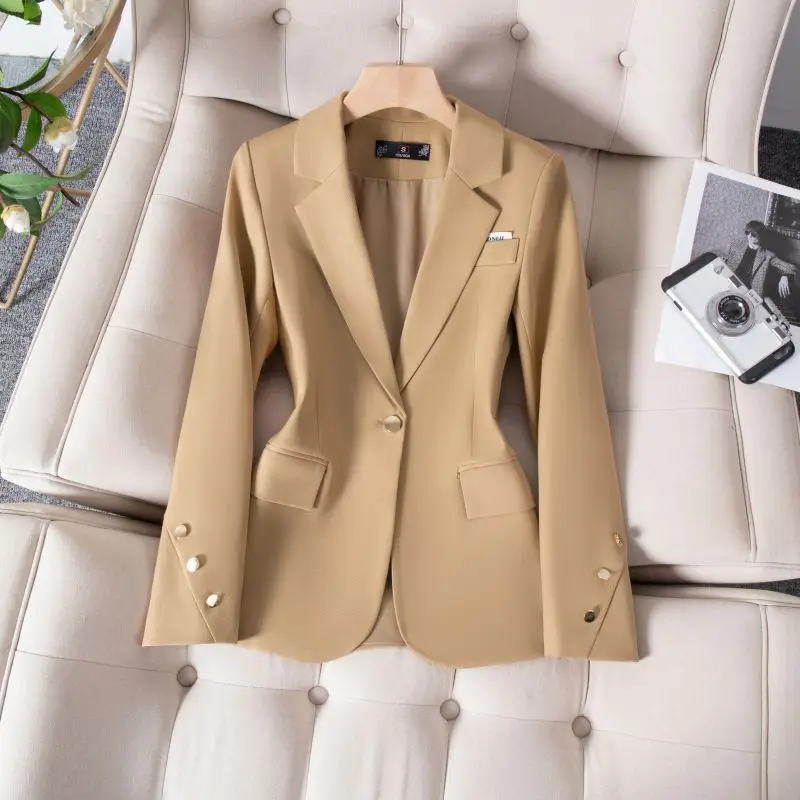 

Women Solid Formal Blazer Coat Female Long Sleeve Single Button Straight Jacket Office Ladies Work Wear Jacket Female Outerwears