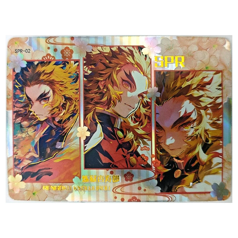 Anime Demon Slayer Rare SPR Game Collectible Cards Tanjirou Kyoujurou Giyuu Kochou Shinobu Nezuko Zabawki dla chłopców Prezent urodzinowy